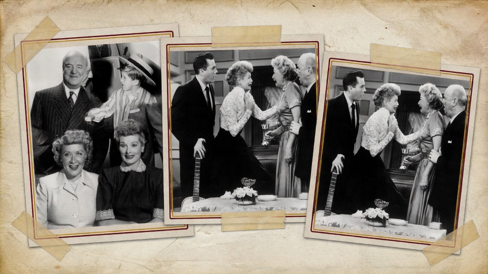 Editorial collage of 1950s television — mashup of era-defining show aesthetics