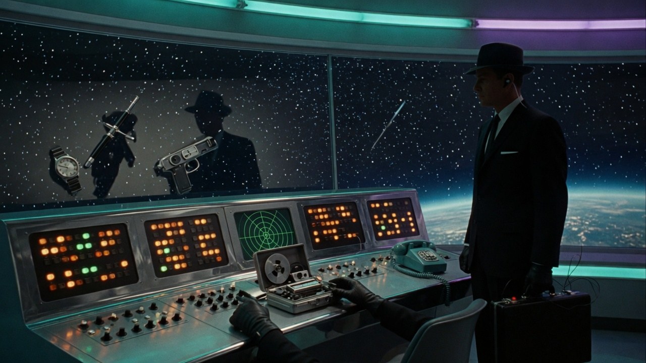Spy-Fi & Space Race — cultural era collage
