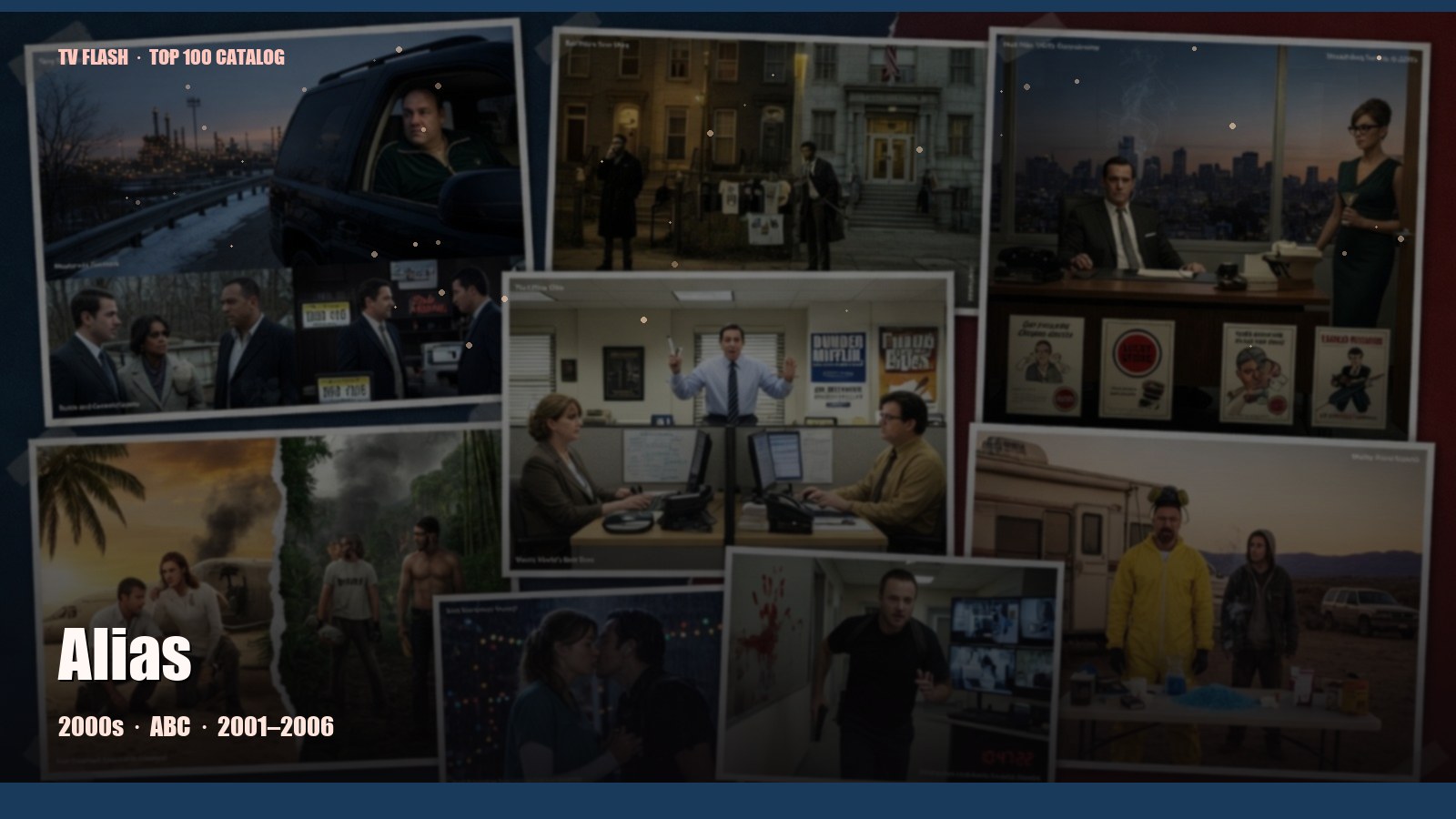 Alias — editorial still collage for TV Flash
