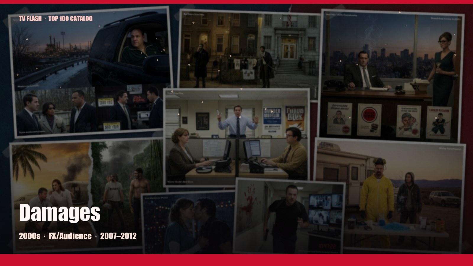 Damages — editorial still collage for TV Flash