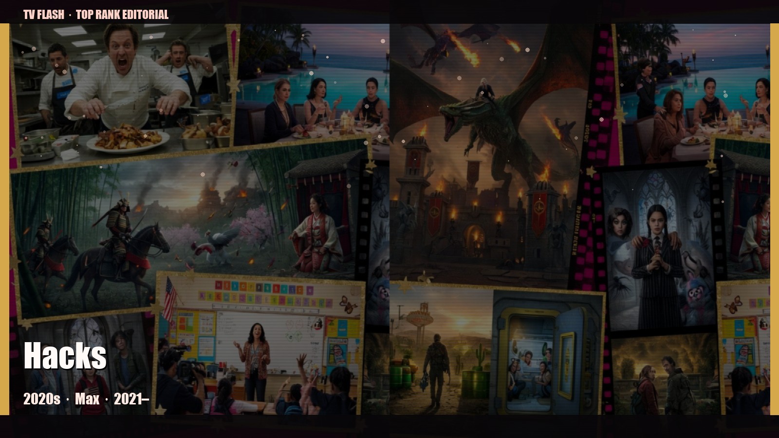 Hacks — editorial still collage for TV Flash