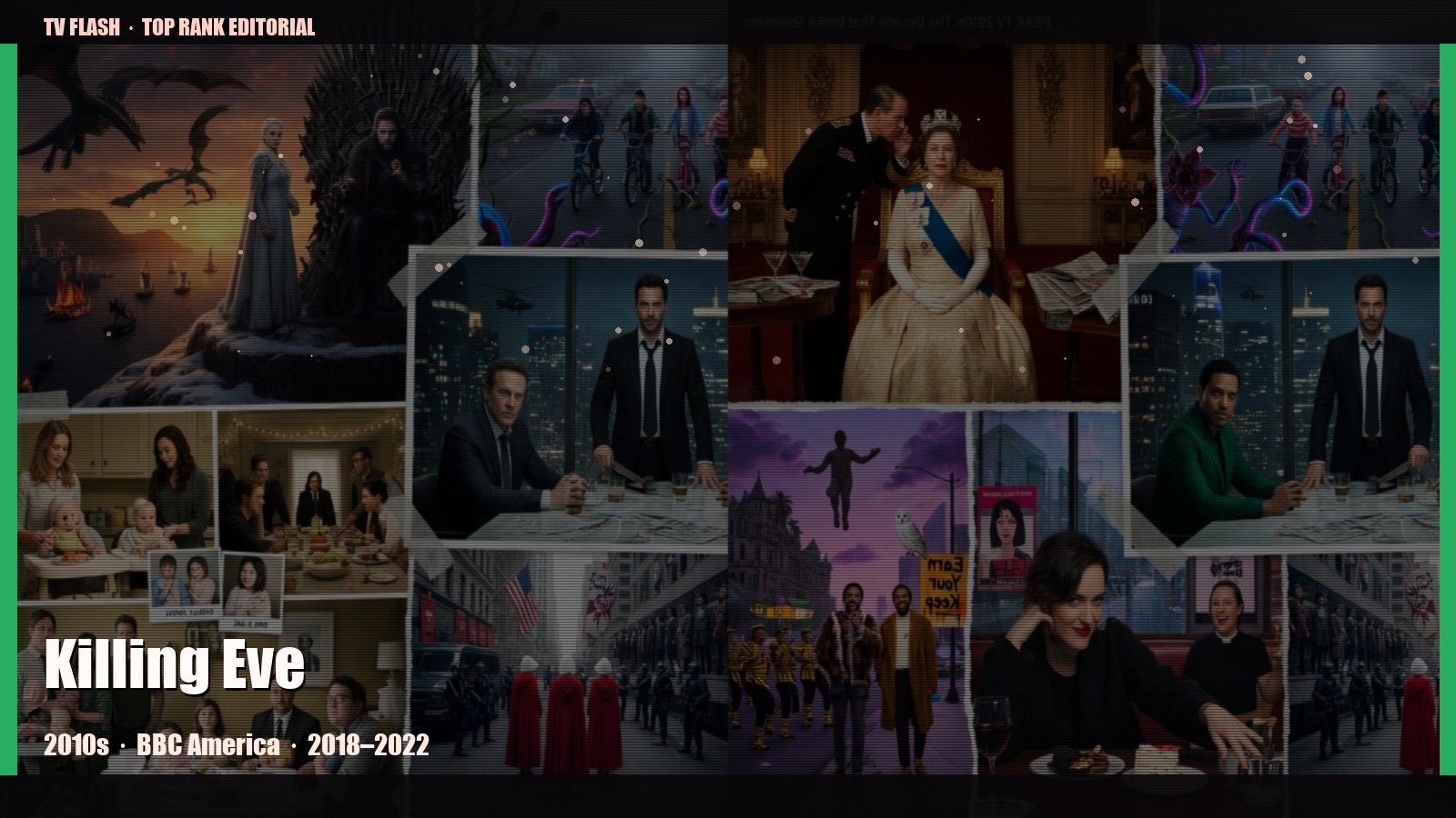 Killing Eve — editorial still collage for TV Flash