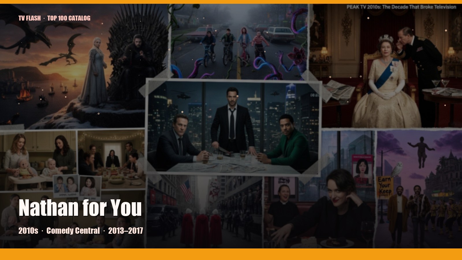 Nathan for You — editorial still collage for TV Flash