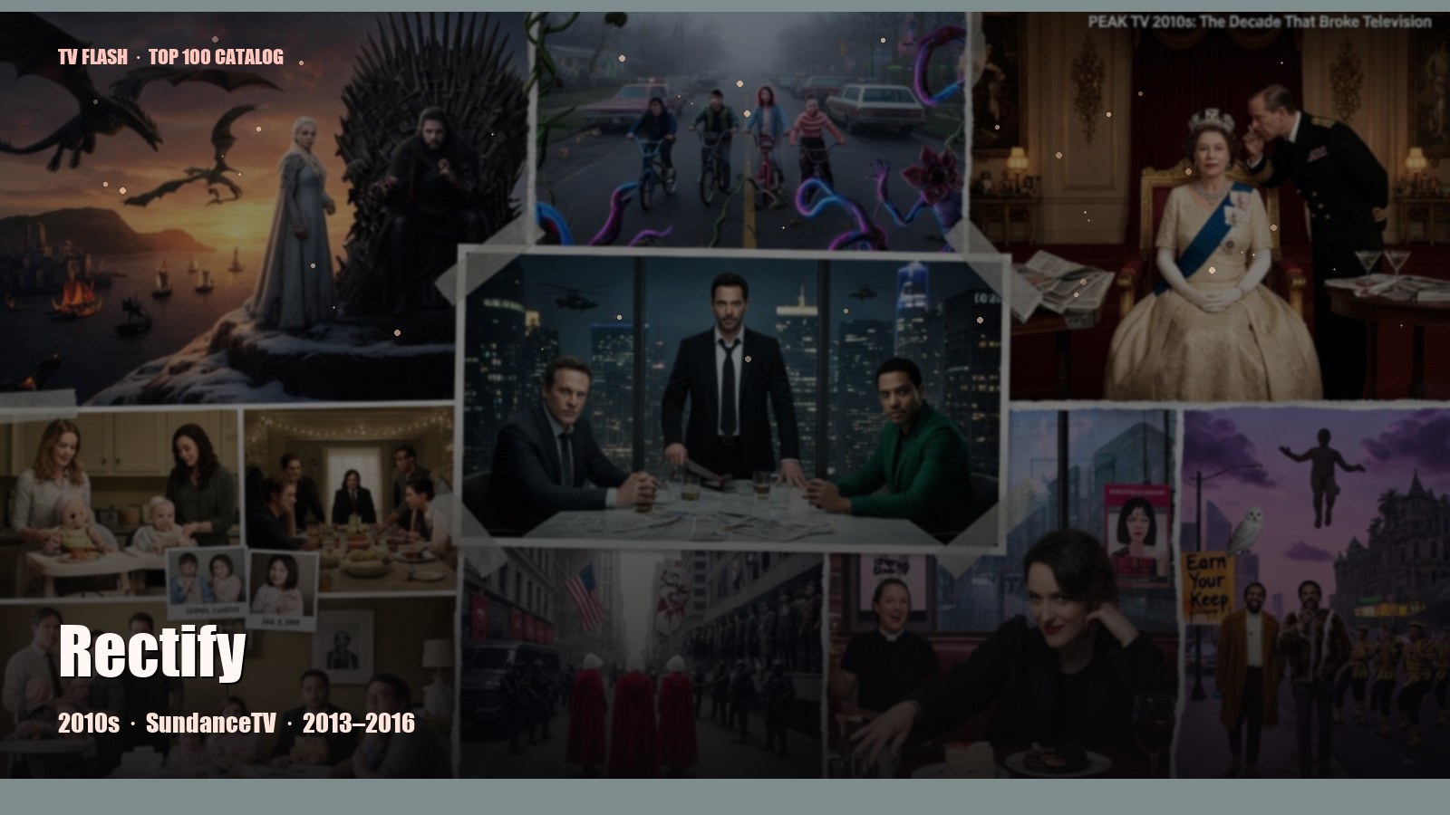 Rectify — editorial still collage for TV Flash