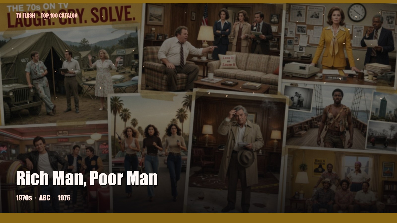 Rich Man, Poor Man — editorial still collage for TV Flash