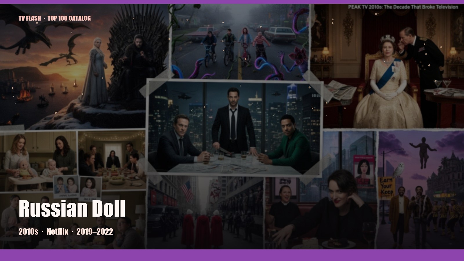 Russian Doll — editorial still collage for TV Flash