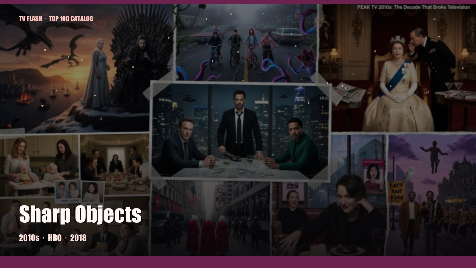 Sharp Objects — editorial still collage for TV Flash