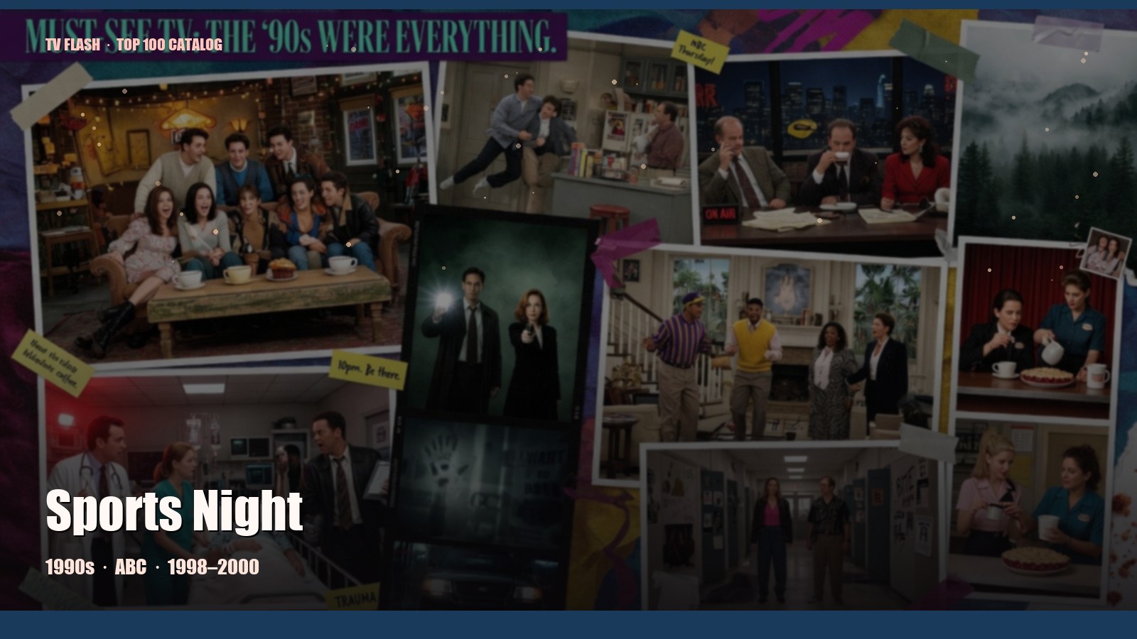 Sports Night — editorial still collage for TV Flash