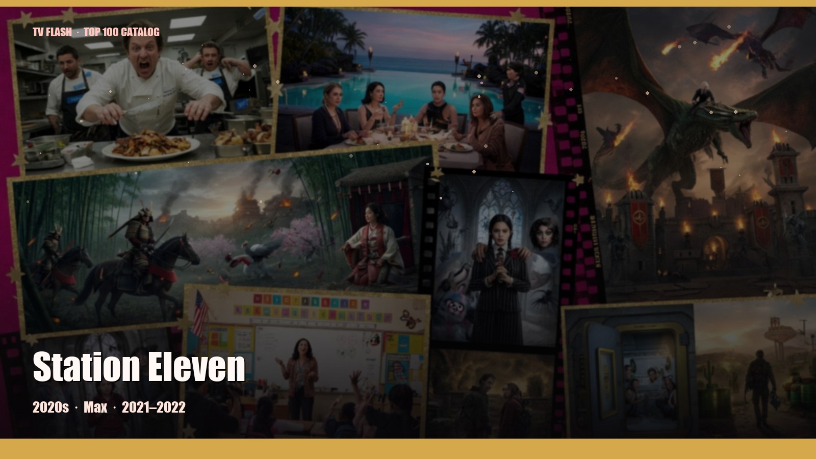 Station Eleven — editorial still collage for TV Flash