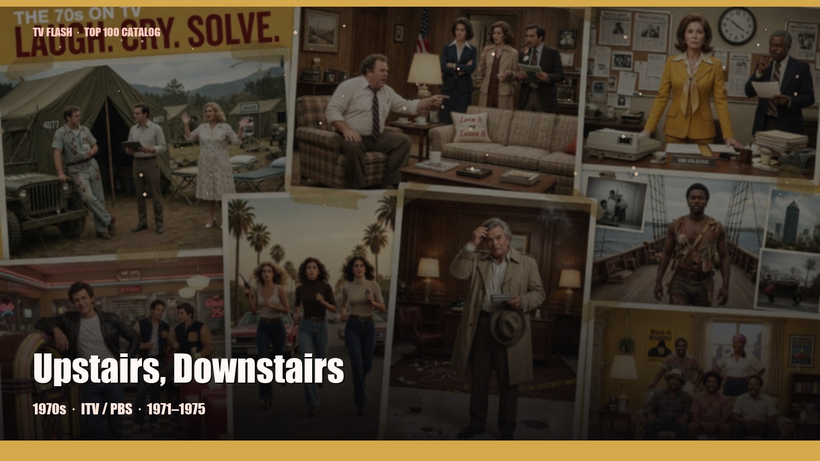 Upstairs, Downstairs — editorial still collage for TV Flash